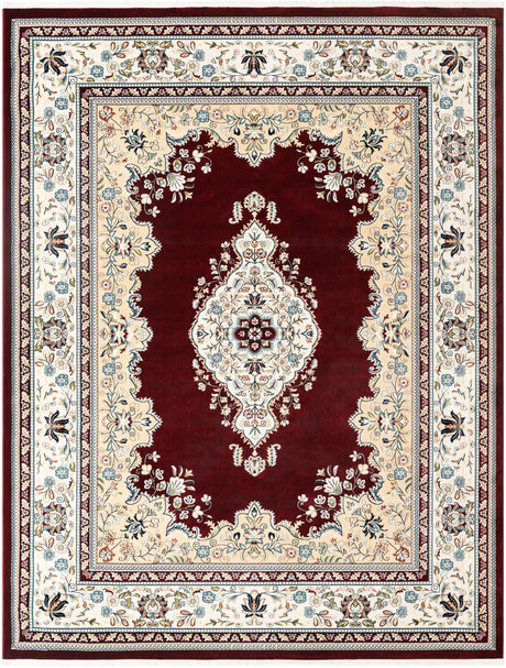Burgundy 7' 10 x 10' Narenj Rectangle Area Rug 85% Polypropylene & 15% Polyester Traditional Classic Carpet for Living, Dining, Bedrooms, Office for Sale at Rug Engine