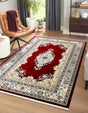 Burgundy 10' x 13' Narenj Rectangle Area Rug 85% Polypropylene & 15% Polyester Traditional Classic Carpet for Living, Dining, Bedrooms, Office for Sale at Rug Engine