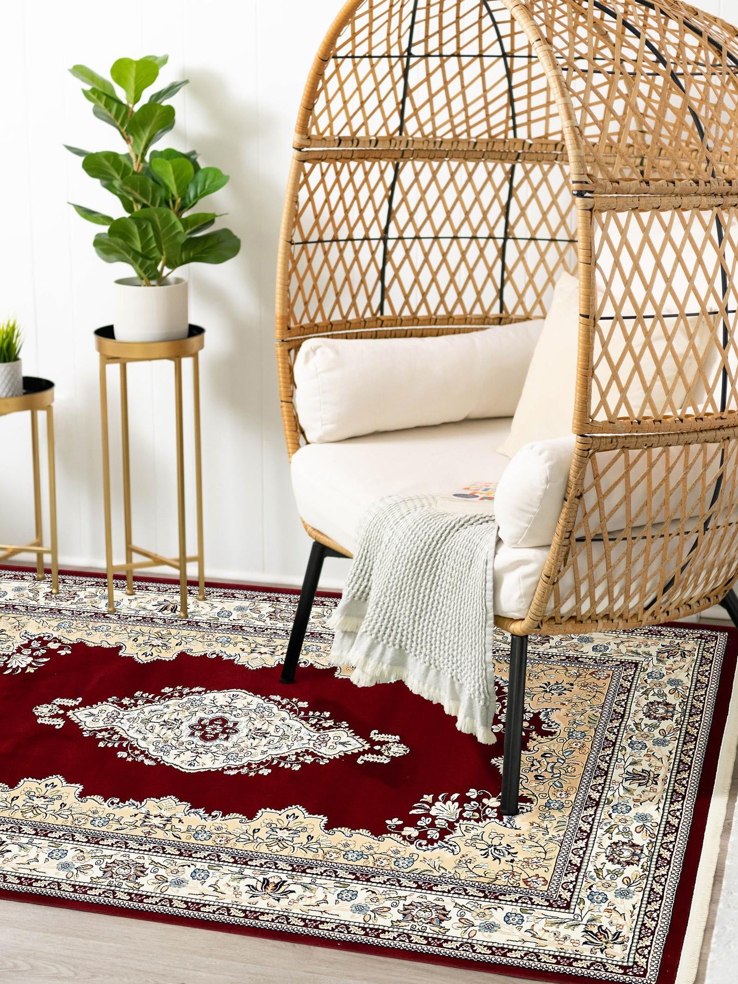 Burgundy 7' 10 x 10' Narenj Rectangle Area Rug 85% Polypropylene & 15% Polyester Traditional Classic Carpet for Living, Dining, Bedrooms, Office for Sale at Rug Engine