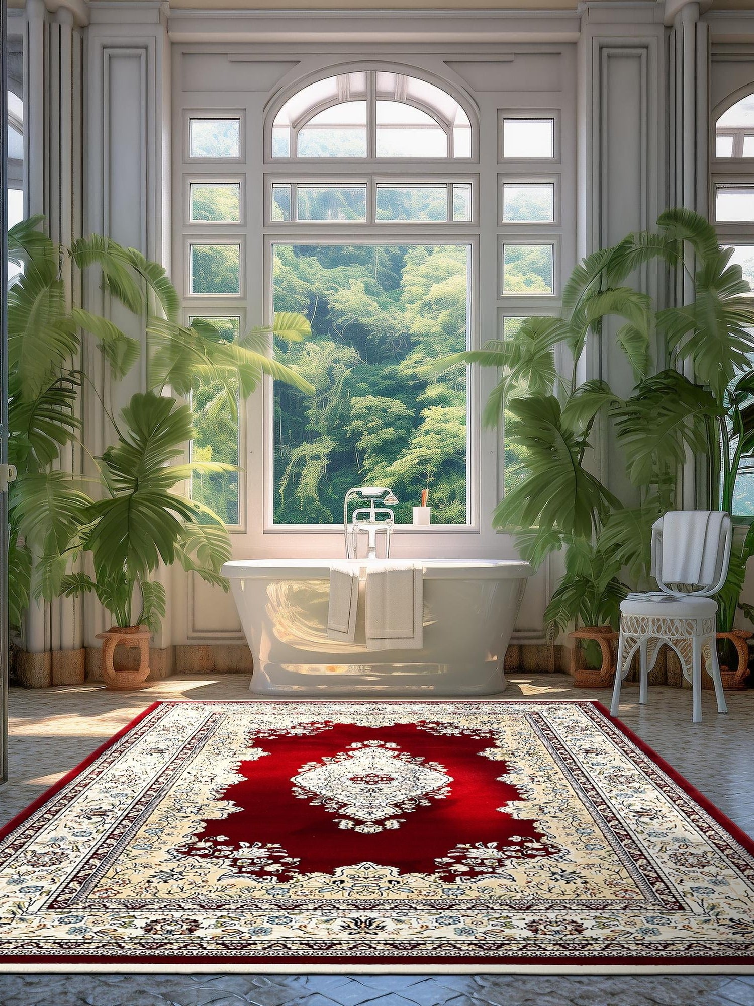 Burgundy 3' 1 x 5' 3 Narenj Rectangle Area Rug 85% Polypropylene & 15% Polyester Traditional Classic Carpet for Living, Dining, Bedrooms, Office for Sale at Rug Engine