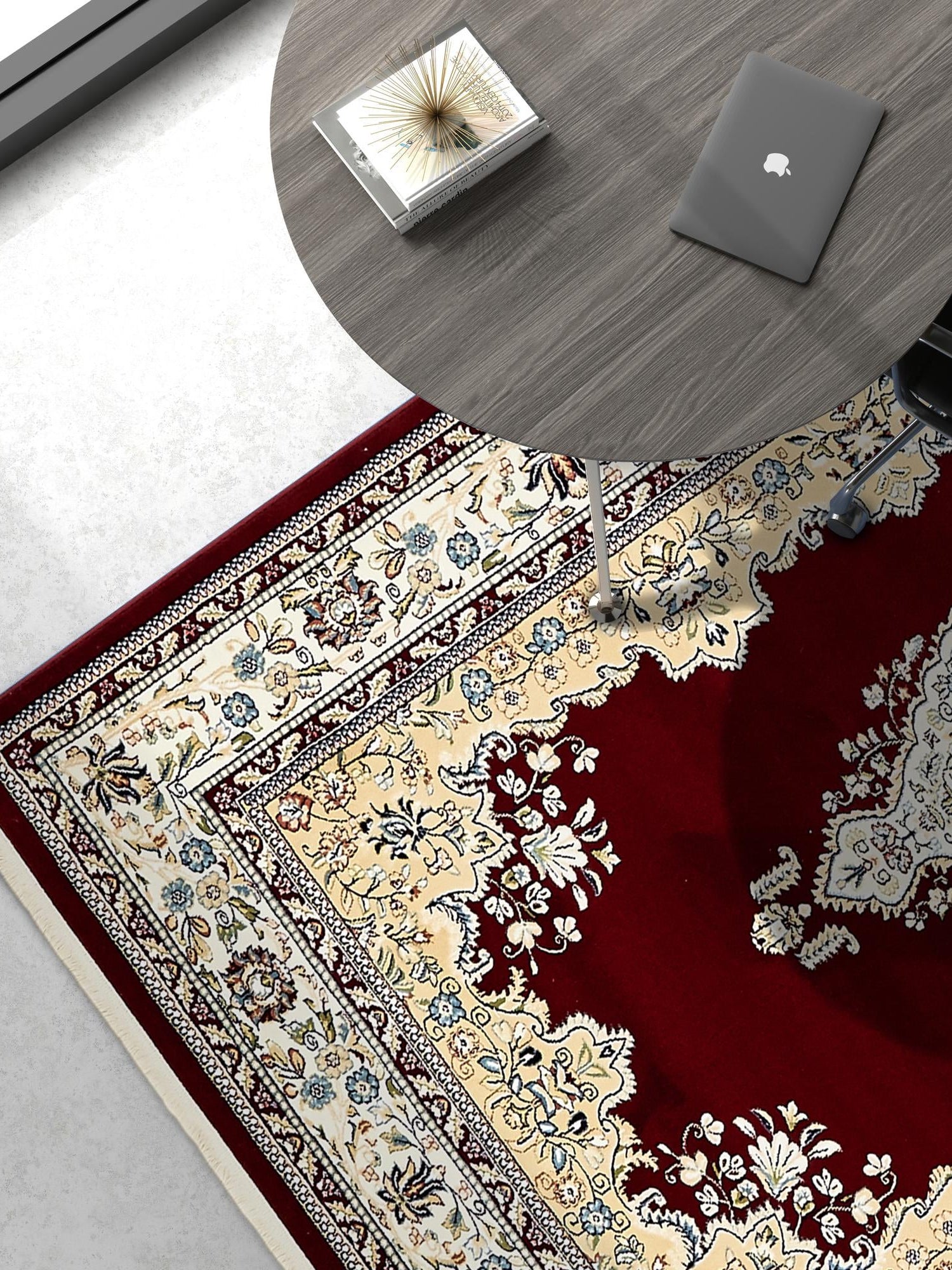 Burgundy 3' 1 x 5' 3 Narenj Rectangle Area Rug 85% Polypropylene & 15% Polyester Traditional Classic Carpet for Living, Dining, Bedrooms, Office for Sale at Rug Engine