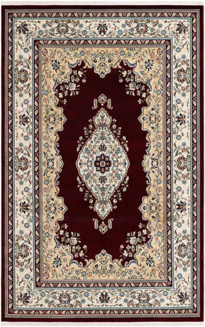 Burgundy 5' 3 x 8' Narenj Rectangle Area Rug 85% Polypropylene & 15% Polyester Traditional Classic Carpet for Living, Dining, Bedrooms, Office for Sale at Rug Engine