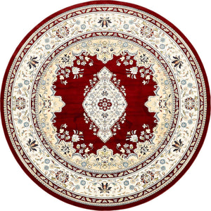 Burgundy 10' x 10' Narenj Round Area Rug 85% Polypropylene & 15% Polyester Traditional Classic Carpet for Living, Dining, Bedrooms, Office for Sale at Rug Engine