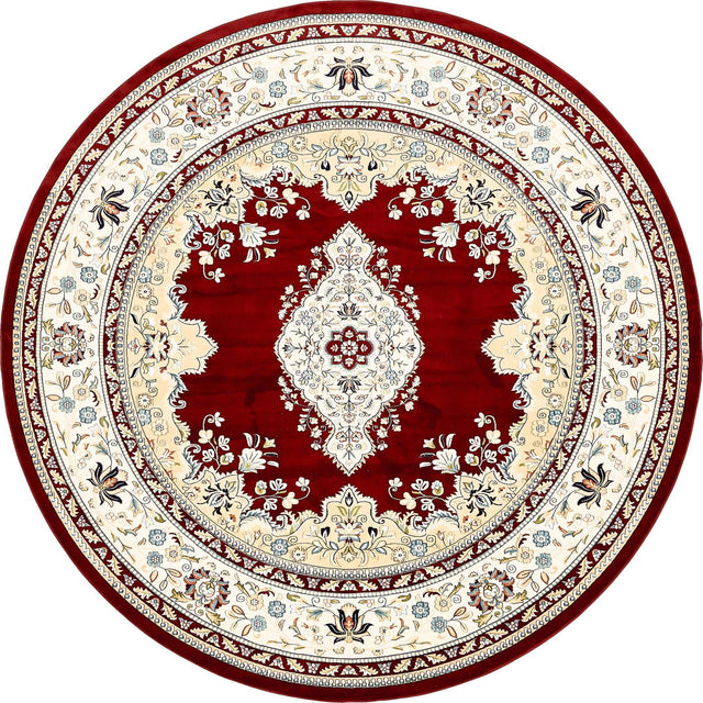 Burgundy 10' x 10' Narenj Round Area Rug 85% Polypropylene & 15% Polyester Traditional Classic Carpet for Living, Dining, Bedrooms, Office for Sale at Rug Engine