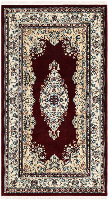 Burgundy 3' 1 x 5' 3 Narenj Rectangle Area Rug 85% Polypropylene & 15% Polyester Traditional Classic Carpet for Living, Dining, Bedrooms, Office for Sale at Rug Engine