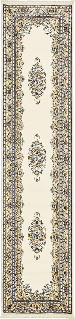Cream 2' 11 x 13' 1 Narenj Runner Area Rug 85% Polypropylene & 15% Polyester Traditional Classic Carpet for Living, Dining, Bedrooms, Office for Sale at Rug Engine
