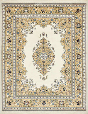 Cream 7' 10 x 10' Narenj Rectangle Area Rug 85% Polypropylene & 15% Polyester Traditional Classic Carpet for Living, Dining, Bedrooms, Office for Sale at Rug Engine