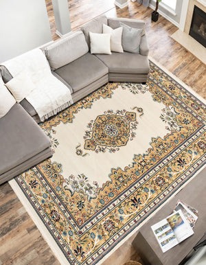 Cream 5' 3 x 8' Narenj Rectangle Area Rug 85% Polypropylene & 15% Polyester Traditional Classic Carpet for Living, Dining, Bedrooms, Office for Sale at Rug Engine