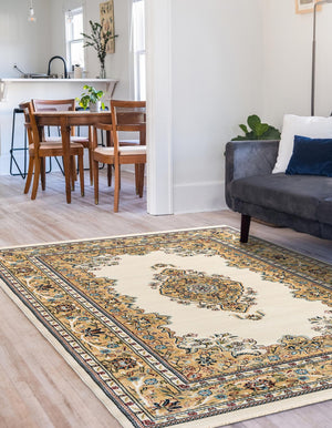 Cream 10' x 13' 1 Narenj Rectangle Area Rug 85% Polypropylene & 15% Polyester Traditional Classic Carpet for Living, Dining, Bedrooms, Office for Sale at Rug Engine