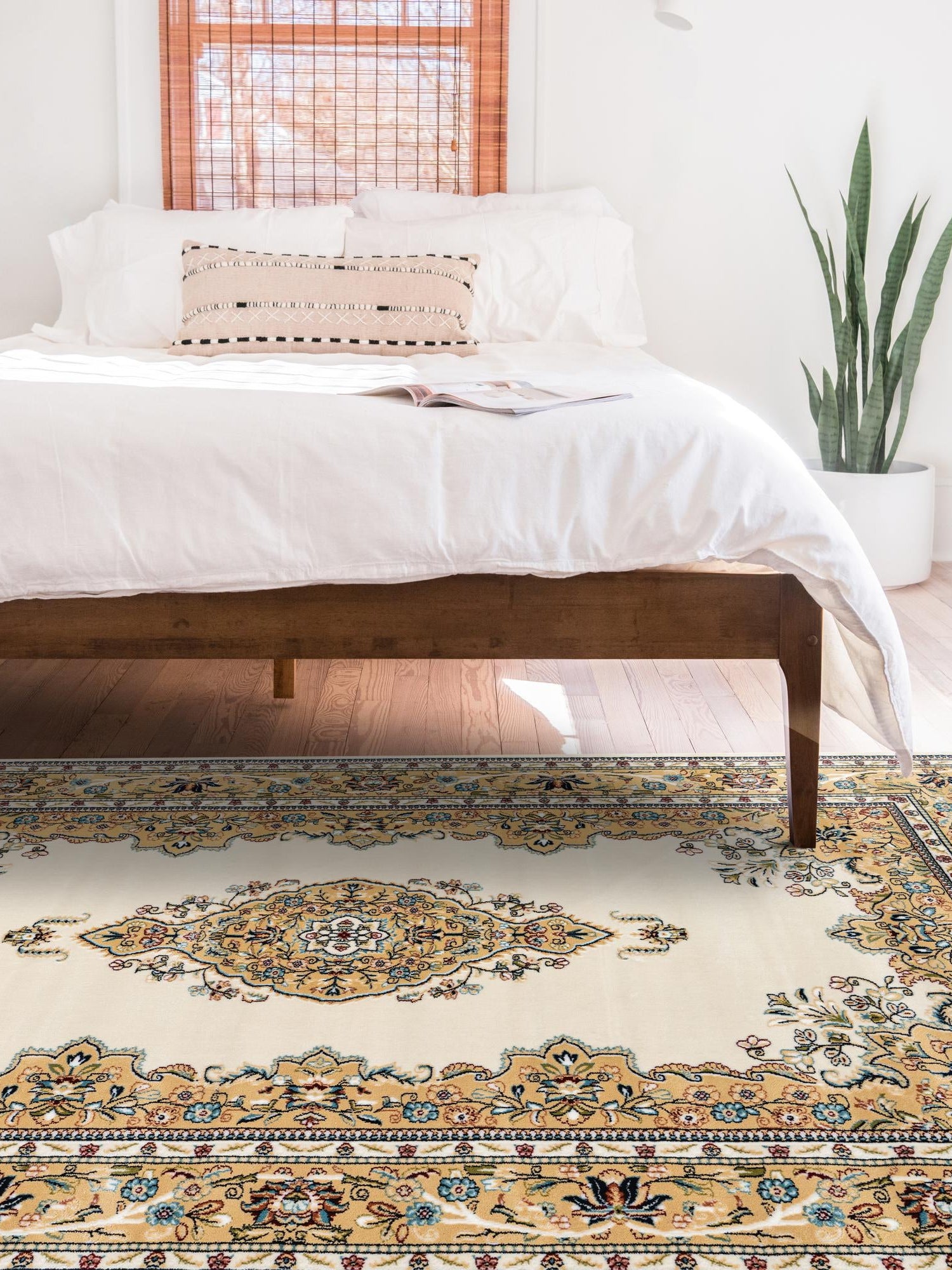 Cream 10' x 13' 1 Narenj Rectangle Area Rug 85% Polypropylene & 15% Polyester Traditional Classic Carpet for Living, Dining, Bedrooms, Office for Sale at Rug Engine