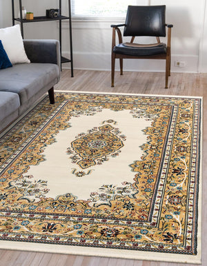 Cream 3' 1 x 5' 3 Narenj Rectangle Area Rug 85% Polypropylene & 15% Polyester Traditional Classic Carpet for Living, Dining, Bedrooms, Office for Sale at Rug Engine