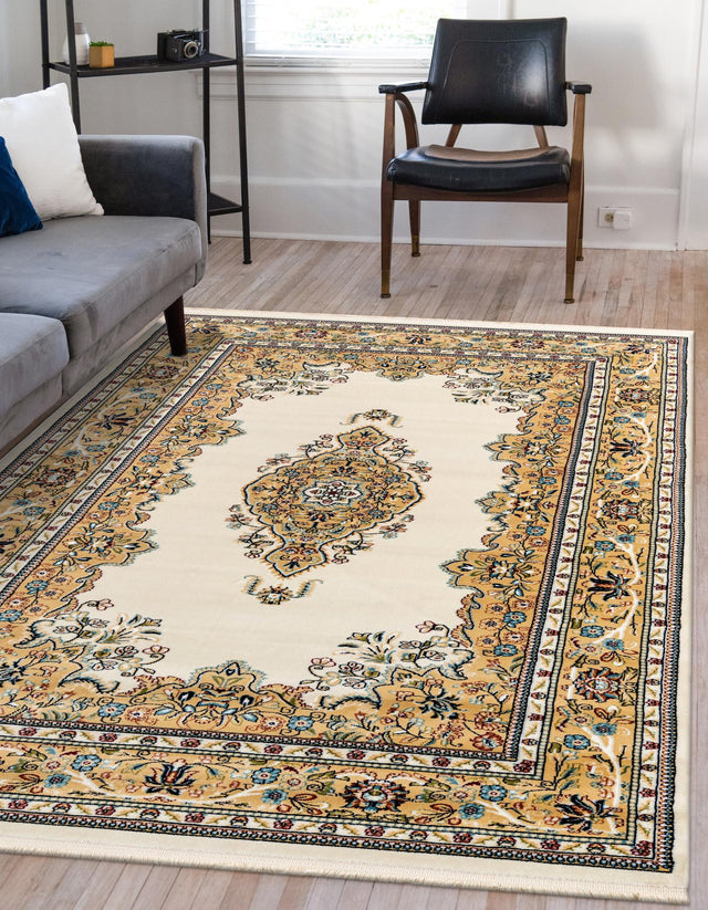 Cream 3' 1 x 5' 3 Narenj Rectangle Area Rug 85% Polypropylene & 15% Polyester Traditional Classic Carpet for Living, Dining, Bedrooms, Office for Sale at Rug Engine