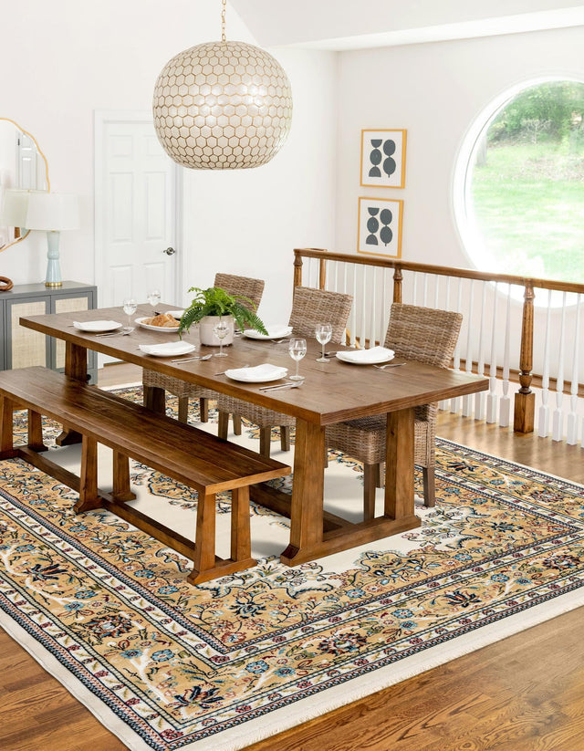 Cream 10' x 13' 1 Narenj Rectangle Area Rug 85% Polypropylene & 15% Polyester Traditional Classic Carpet for Living, Dining, Bedrooms, Office for Sale at Rug Engine
