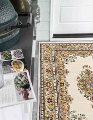 Cream 10' x 13' 1 Narenj Rectangle Area Rug 85% Polypropylene & 15% Polyester Traditional Classic Carpet for Living, Dining, Bedrooms, Office for Sale at Rug Engine