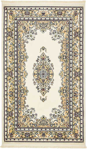 Cream 3' 1 x 5' 3 Narenj Rectangle Area Rug 85% Polypropylene & 15% Polyester Traditional Classic Carpet for Living, Dining, Bedrooms, Office for Sale at Rug Engine