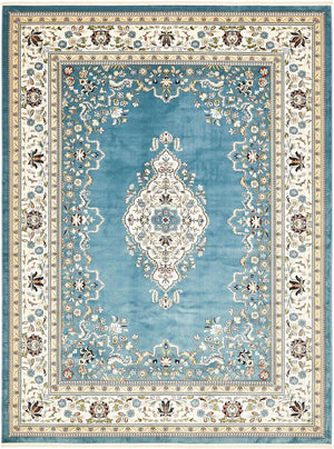 Blue 10' x 13' Narenj Rectangle Area Rug 85% Polypropylene & 15% Polyester Traditional Classic Carpet for Living, Dining, Bedrooms, Office for Sale at Rug Engine