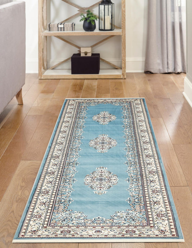 Blue 2' 11 x 13' 1 Narenj Runner Area Rug 85% Polypropylene & 15% Polyester Traditional Classic Carpet for Living, Dining, Bedrooms, Office for Sale at Rug Engine