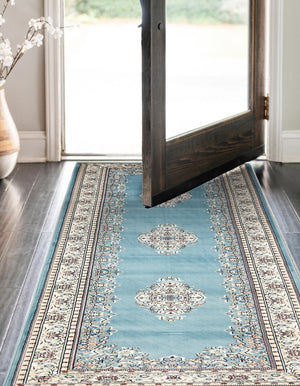 Blue 2' 11 x 13' 1 Narenj Runner Area Rug 85% Polypropylene & 15% Polyester Traditional Classic Carpet for Living, Dining, Bedrooms, Office for Sale at Rug Engine