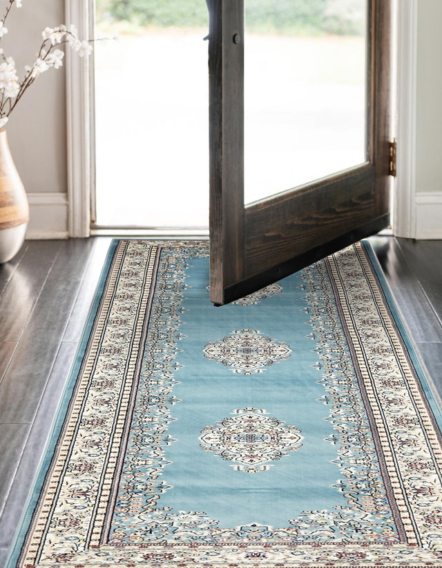 Blue 2' 11 x 13' 1 Narenj Runner Area Rug 85% Polypropylene & 15% Polyester Traditional Classic Carpet for Living, Dining, Bedrooms, Office for Sale at Rug Engine