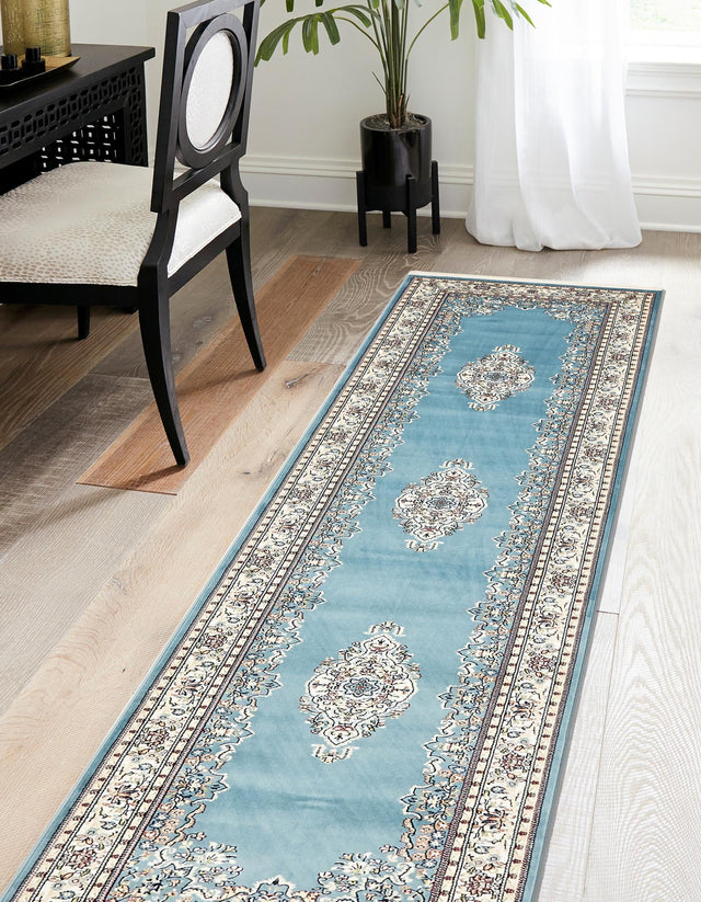 Blue 2' 11 x 13' 1 Narenj Runner Area Rug 85% Polypropylene & 15% Polyester Traditional Classic Carpet for Living, Dining, Bedrooms, Office for Sale at Rug Engine