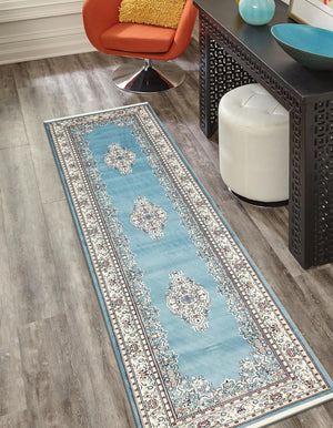 Blue 2' 11 x 13' 1 Narenj Runner Area Rug 85% Polypropylene & 15% Polyester Traditional Classic Carpet for Living, Dining, Bedrooms, Office for Sale at Rug Engine