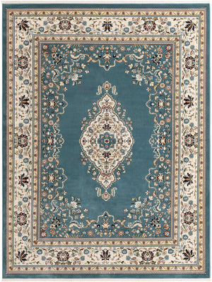 Blue 7' 10 x 10' Narenj Rectangle Area Rug 85% Polypropylene & 15% Polyester Traditional Classic Carpet for Living, Dining, Bedrooms, Office for Sale at Rug Engine
