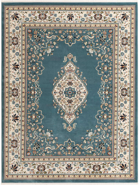 Blue 7' 10 x 10' Narenj Rectangle Area Rug 85% Polypropylene & 15% Polyester Traditional Classic Carpet for Living, Dining, Bedrooms, Office for Sale at Rug Engine