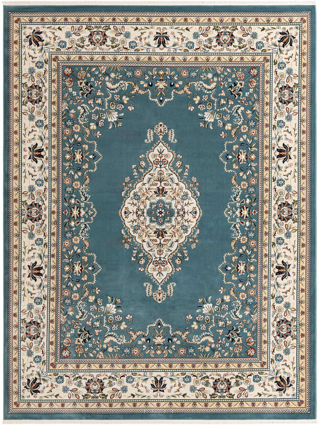 Blue 7' 10 x 10' Narenj Rectangle Area Rug 85% Polypropylene & 15% Polyester Traditional Classic Carpet for Living, Dining, Bedrooms, Office for Sale at Rug Engine