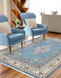 Blue 5' 3 x 8' Narenj Rectangle Area Rug 85% Polypropylene & 15% Polyester Traditional Classic Carpet for Living, Dining, Bedrooms, Office for Sale at Rug Engine