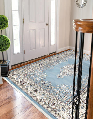 Blue 3' 1 x 5' 3 Narenj Rectangle Area Rug 85% Polypropylene & 15% Polyester Traditional Classic Carpet for Living, Dining, Bedrooms, Office for Sale at Rug Engine