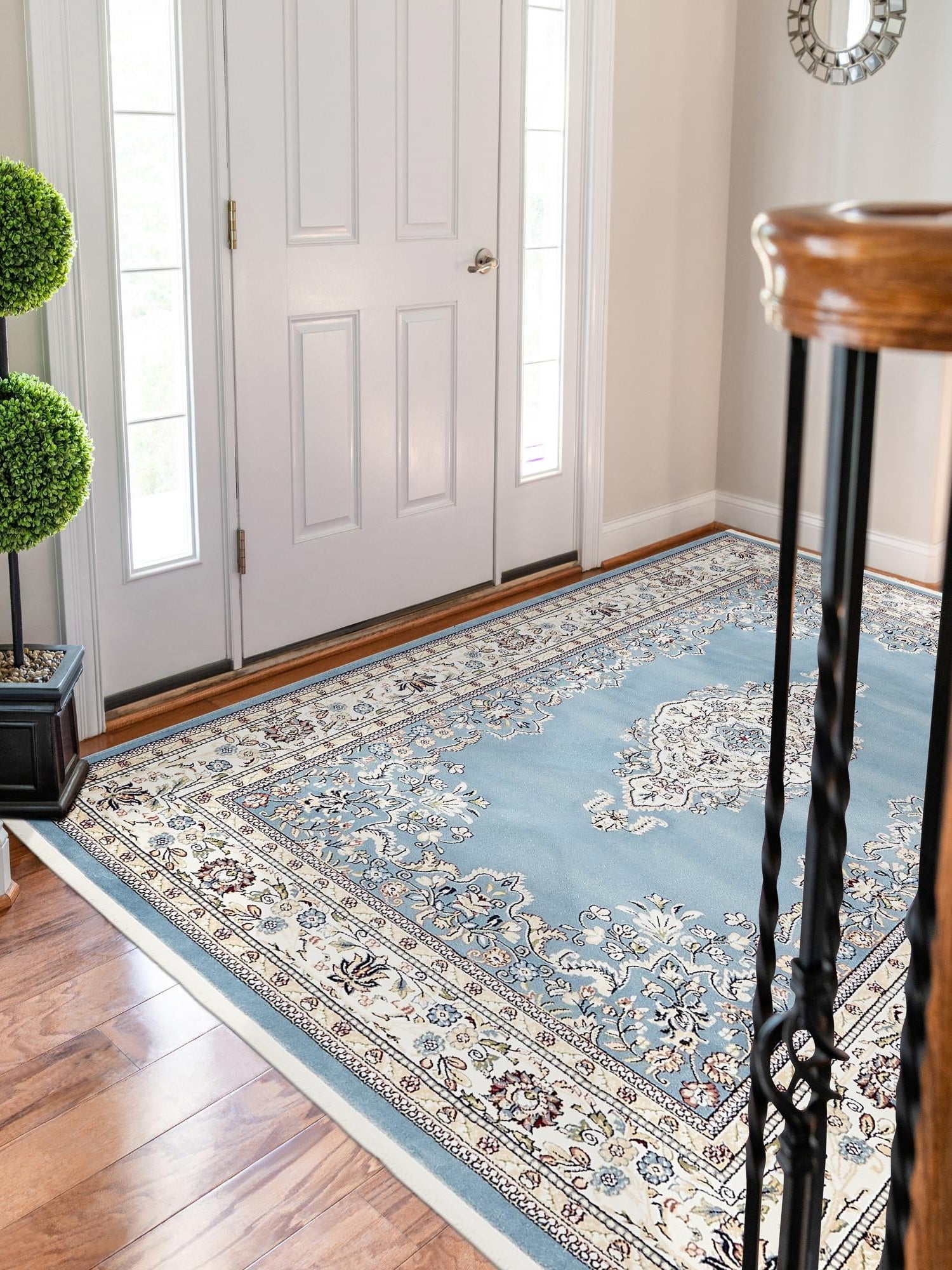 Blue 7' 10 x 10' Narenj Rectangle Area Rug 85% Polypropylene & 15% Polyester Traditional Classic Carpet for Living, Dining, Bedrooms, Office for Sale at Rug Engine