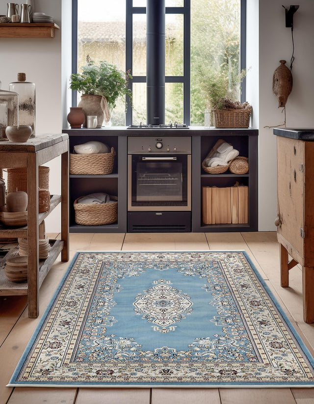 Blue 3' 1 x 5' 3 Narenj Rectangle Area Rug 85% Polypropylene & 15% Polyester Traditional Classic Carpet for Living, Dining, Bedrooms, Office for Sale at Rug Engine