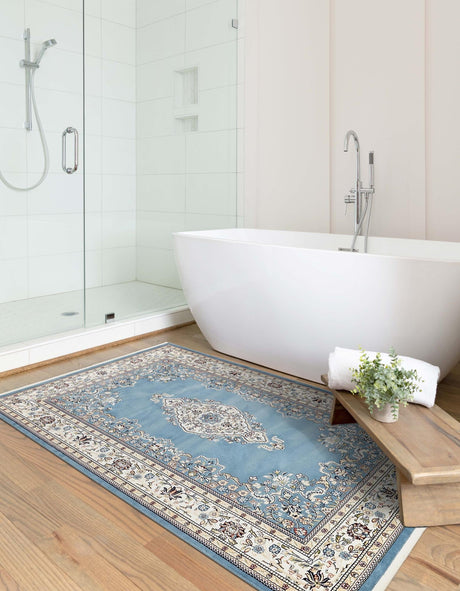 Blue 10' x 13' Narenj Rectangle Area Rug 85% Polypropylene & 15% Polyester Traditional Classic Carpet for Living, Dining, Bedrooms, Office for Sale at Rug Engine