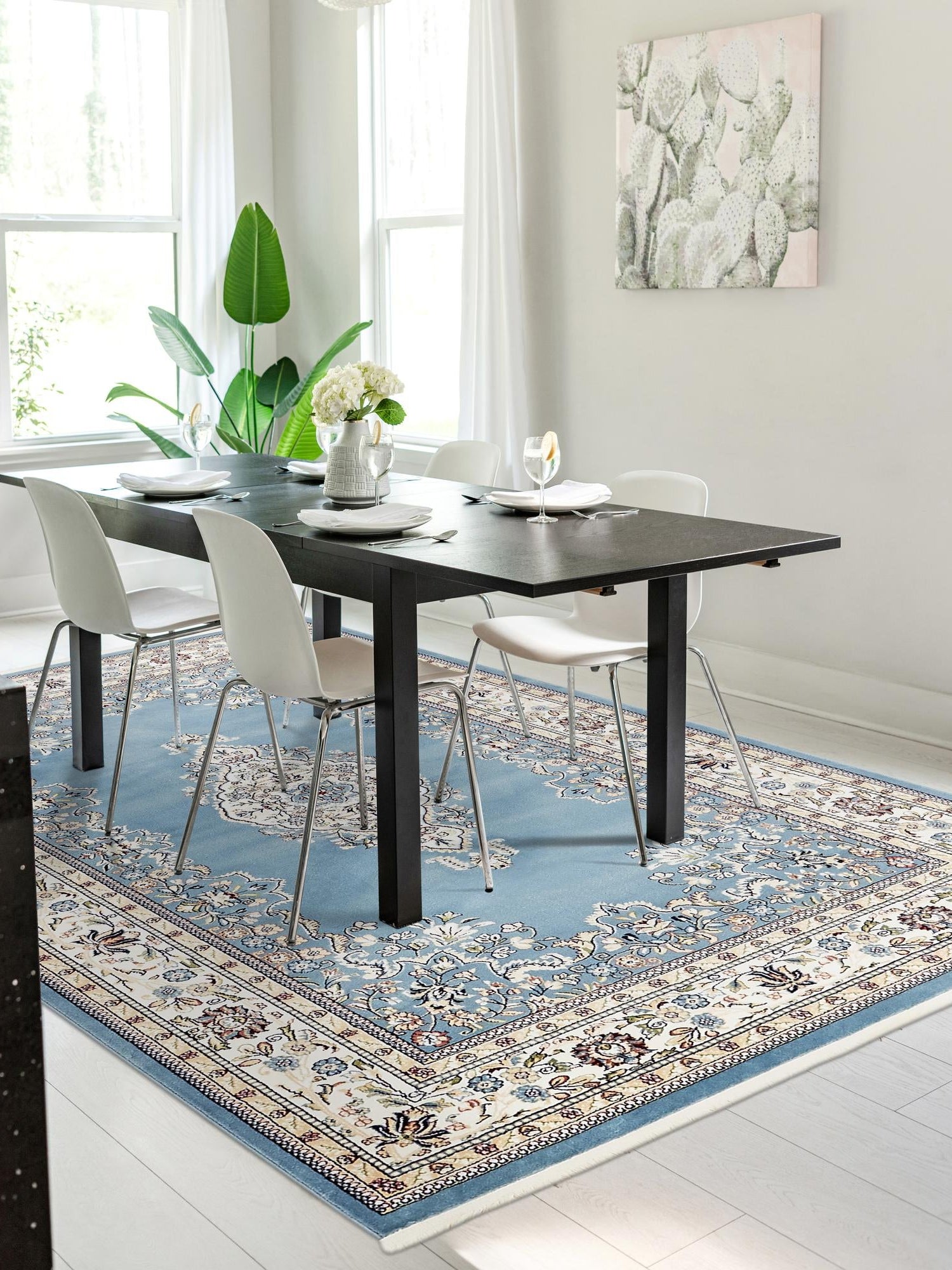 Blue 3' 1 x 5' 3 Narenj Rectangle Area Rug 85% Polypropylene & 15% Polyester Traditional Classic Carpet for Living, Dining, Bedrooms, Office for Sale at Rug Engine