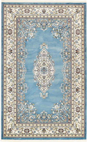 Blue 5' 3 x 8' Narenj Rectangle Area Rug 85% Polypropylene & 15% Polyester Traditional Classic Carpet for Living, Dining, Bedrooms, Office for Sale at Rug Engine