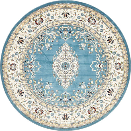 Blue 10' x 10' Narenj Round Area Rug 85% Polypropylene & 15% Polyester Traditional Classic Carpet for Living, Dining, Bedrooms, Office for Sale at Rug Engine