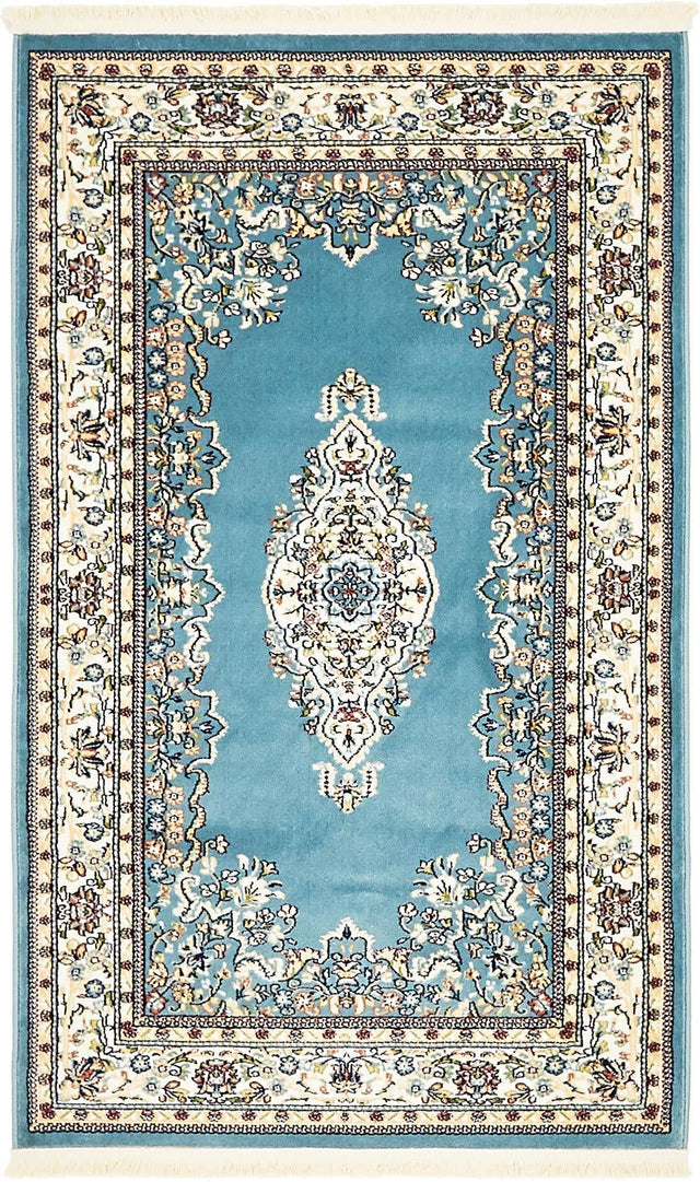 Blue 3' 1 x 5' 3 Narenj Rectangle Area Rug 85% Polypropylene & 15% Polyester Traditional Classic Carpet for Living, Dining, Bedrooms, Office for Sale at Rug Engine