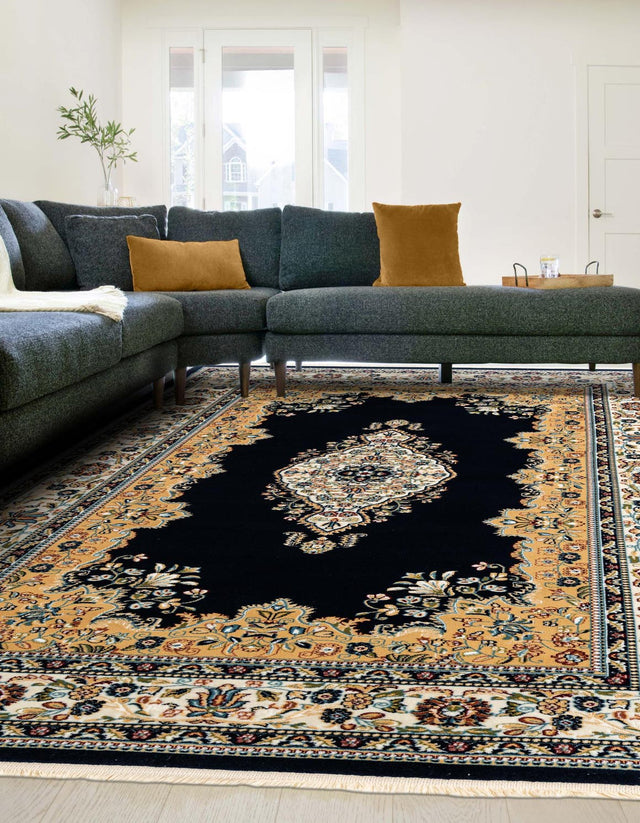 Navy Blue 7' 10 x 10' Narenj Rectangle Area Rug 85% Polypropylene & 15% Polyester Traditional Classic Carpet for Living, Dining, Bedrooms, Office for Sale at Rug Engine