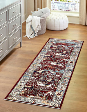 Burgundy 2' 11 x 13' 1 Narenj Runner Area Rug 85% Polypropylene & 15% Polyester Traditional Classic Carpet for Living, Dining, Bedrooms, Office for Sale at Rug Engine