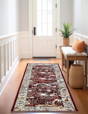 Burgundy 2' 11 x 13' 1 Narenj Runner Area Rug 85% Polypropylene & 15% Polyester Traditional Classic Carpet for Living, Dining, Bedrooms, Office for Sale at Rug Engine