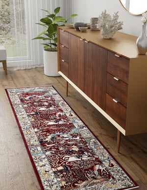 Burgundy 2' 11 x 13' 1 Narenj Runner Area Rug 85% Polypropylene & 15% Polyester Traditional Classic Carpet for Living, Dining, Bedrooms, Office for Sale at Rug Engine