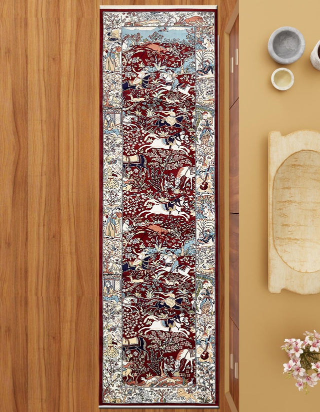 Burgundy 2' 11 x 13' 1 Narenj Runner Area Rug 85% Polypropylene & 15% Polyester Traditional Classic Carpet for Living, Dining, Bedrooms, Office for Sale at Rug Engine