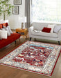 Burgundy 5' 3 x 8' Narenj Rectangle Area Rug 85% Polypropylene & 15% Polyester Traditional Classic Carpet for Living, Dining, Bedrooms, Office for Sale at Rug Engine