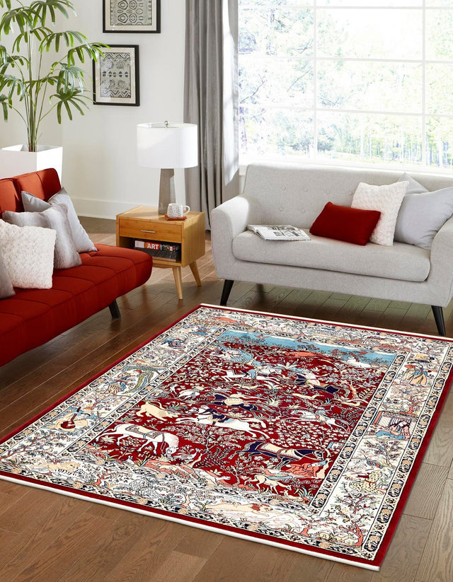 Burgundy 3' 1 x 5' 3 Narenj Rectangle Area Rug 85% Polypropylene & 15% Polyester Traditional Classic Carpet for Living, Dining, Bedrooms, Office for Sale at Rug Engine