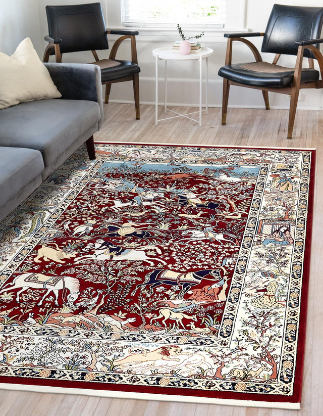 Burgundy 3' 1 x 5' 3 Narenj Rectangle Area Rug 85% Polypropylene & 15% Polyester Traditional Classic Carpet for Living, Dining, Bedrooms, Office for Sale at Rug Engine