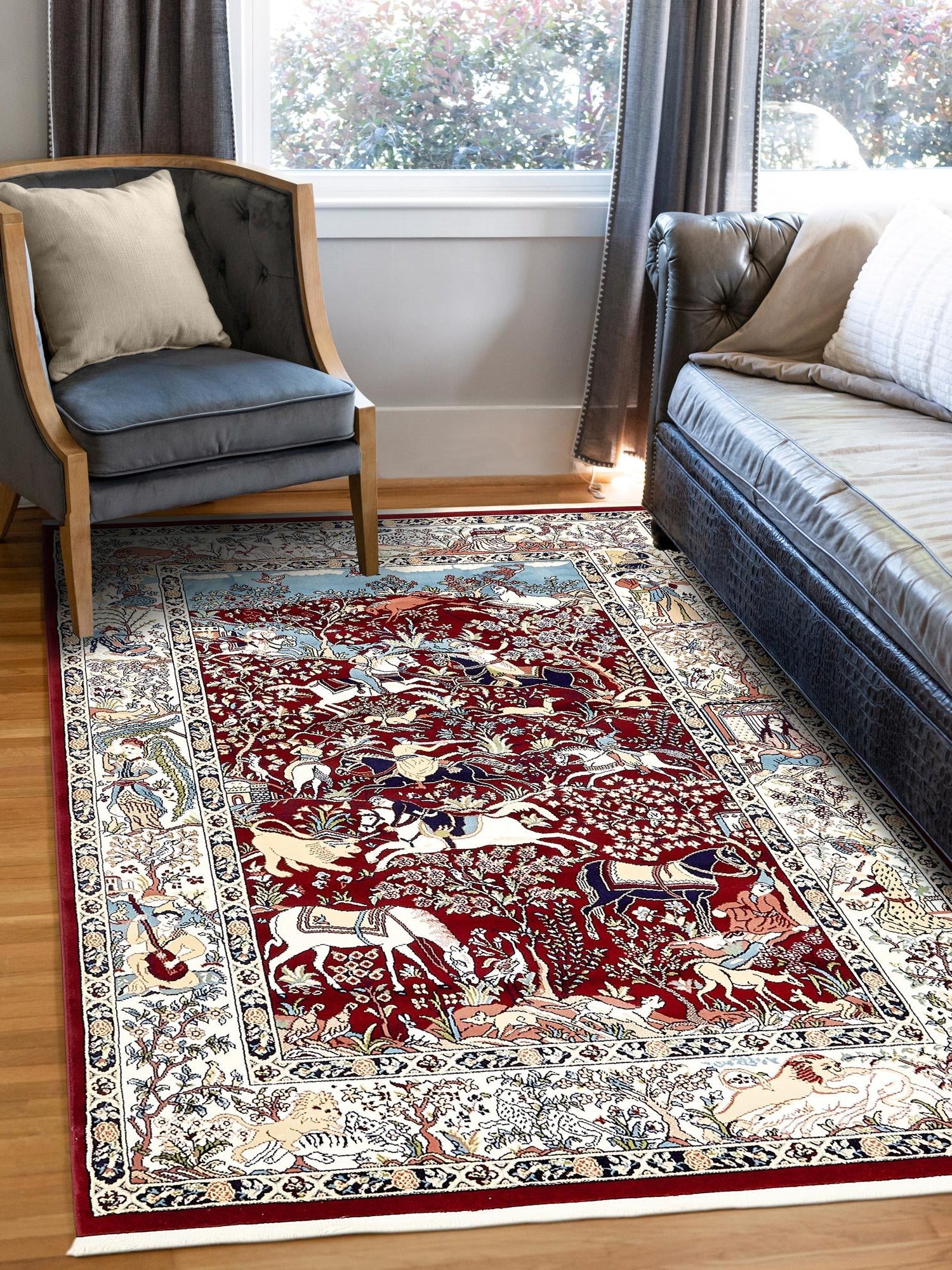 Burgundy 3' 1 x 5' 3 Narenj Rectangle Area Rug 85% Polypropylene & 15% Polyester Traditional Classic Carpet for Living, Dining, Bedrooms, Office for Sale at Rug Engine