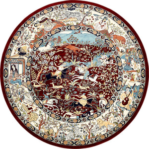 Burgundy 10' x 10' Narenj Round Area Rug 85% Polypropylene & 15% Polyester Traditional Classic Carpet for Living, Dining, Bedrooms, Office for Sale at Rug Engine
