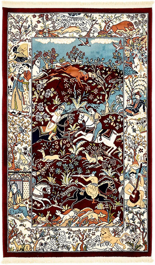 Burgundy 3' 1 x 5' 3 Narenj Rectangle Area Rug 85% Polypropylene & 15% Polyester Traditional Classic Carpet for Living, Dining, Bedrooms, Office for Sale at Rug Engine