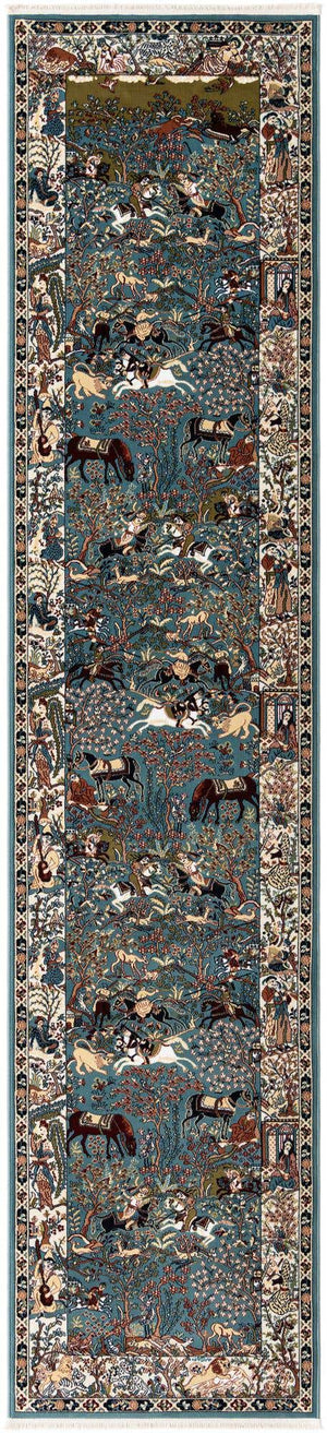 Blue 2' 11 x 13' 1 Narenj Runner Area Rug 85% Polypropylene & 15% Polyester Traditional Classic Carpet for Living, Dining, Bedrooms, Office for Sale at Rug Engine