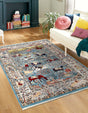 Blue 7' 10 x 11' Narenj Rectangle Area Rug 85% Polypropylene & 15% Polyester Traditional Classic Carpet for Living, Dining, Bedrooms, Office for Sale at Rug Engine